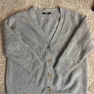 Quince Mongolian Cashmere Fisherman Cropped Cardigan Sweater - Medium